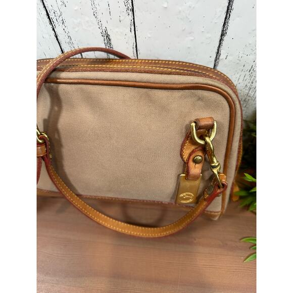 Dooney and Bourke Vintage Leather Canvas Crossbody Bag - Picture 13 of 13